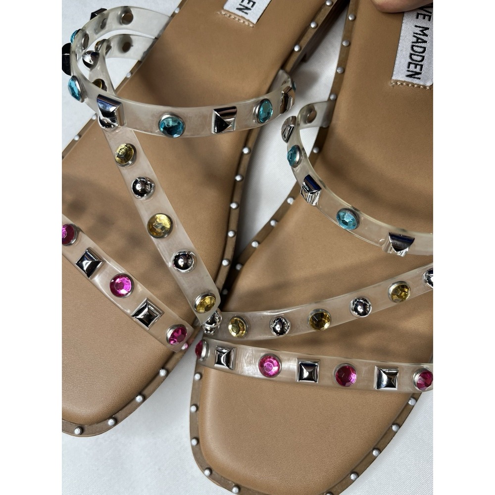 Steve Madden Jeweled Studded Clear Strappy Sandals Size 7.5 - Picture 4 of 7